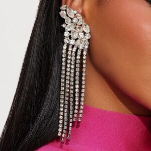 Fashion Nova Silver Crystal Earrings